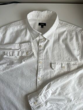 Express Men’s White Casual Button-Down Shirt